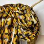 Camouflage Print Scarf With Border In Grey And Mustard, thumbnail 2 of 4