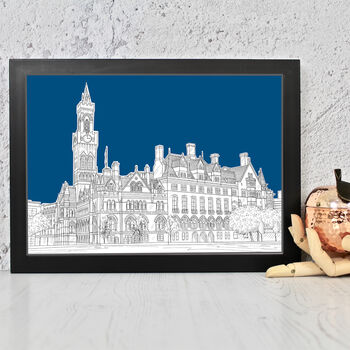 Bradford City Hall Architectural Drawing Print, 2 of 10