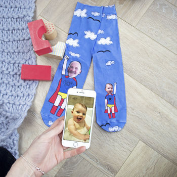 Personalised Super Dad Photo Socks, 2 of 4