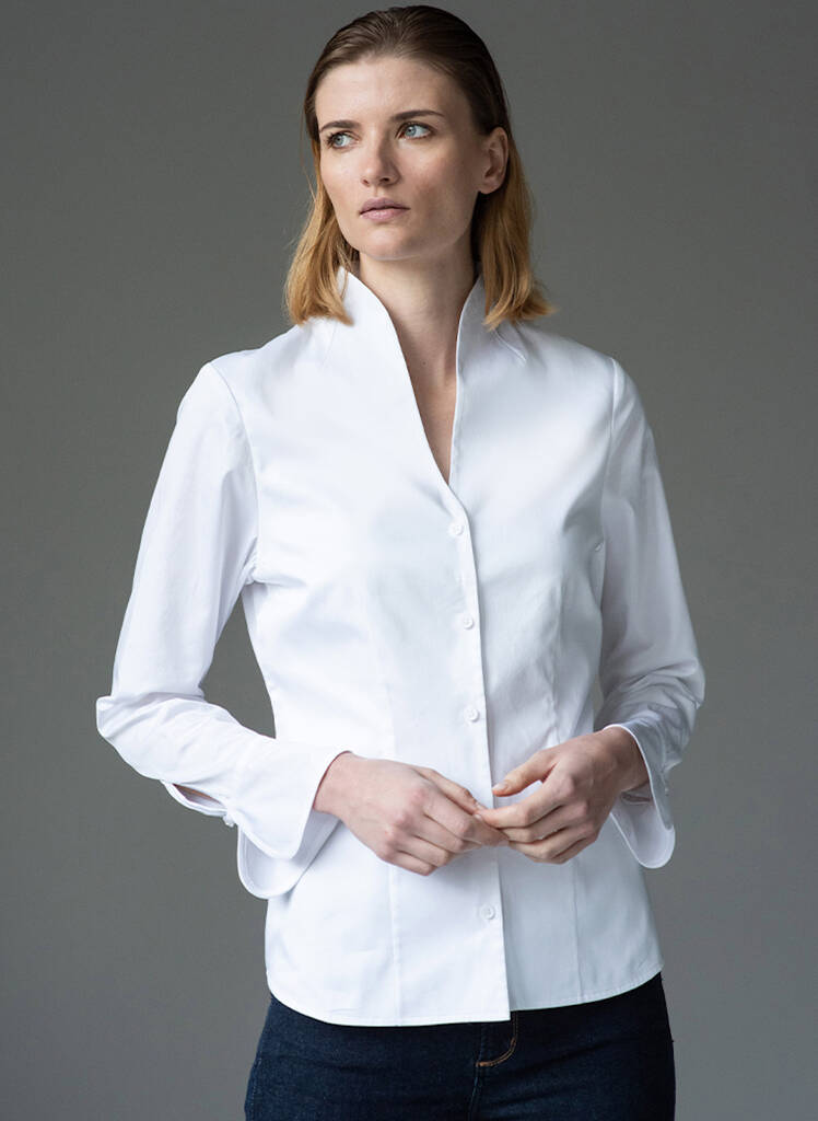 Aria Tulip Neck Cotton Shirt By The Shirt Company