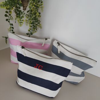 Nautical Striped Cotton Make Up Cosmetic Bag, 2 of 10