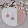Silver Plated Pink Moonstone Teardrop Earrings, thumbnail 2 of 6