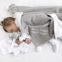 Personalised Grey Cable Knit Blanket And Comforter Set, thumbnail 2 of 12