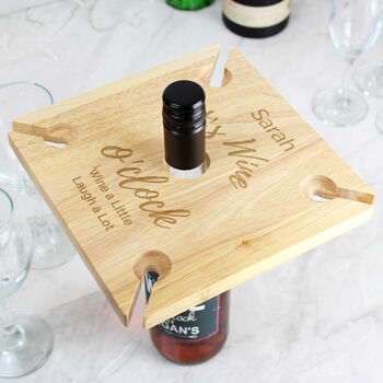 Personalised Wine O'clock Glasses And Bottle Butler, 5 of 6