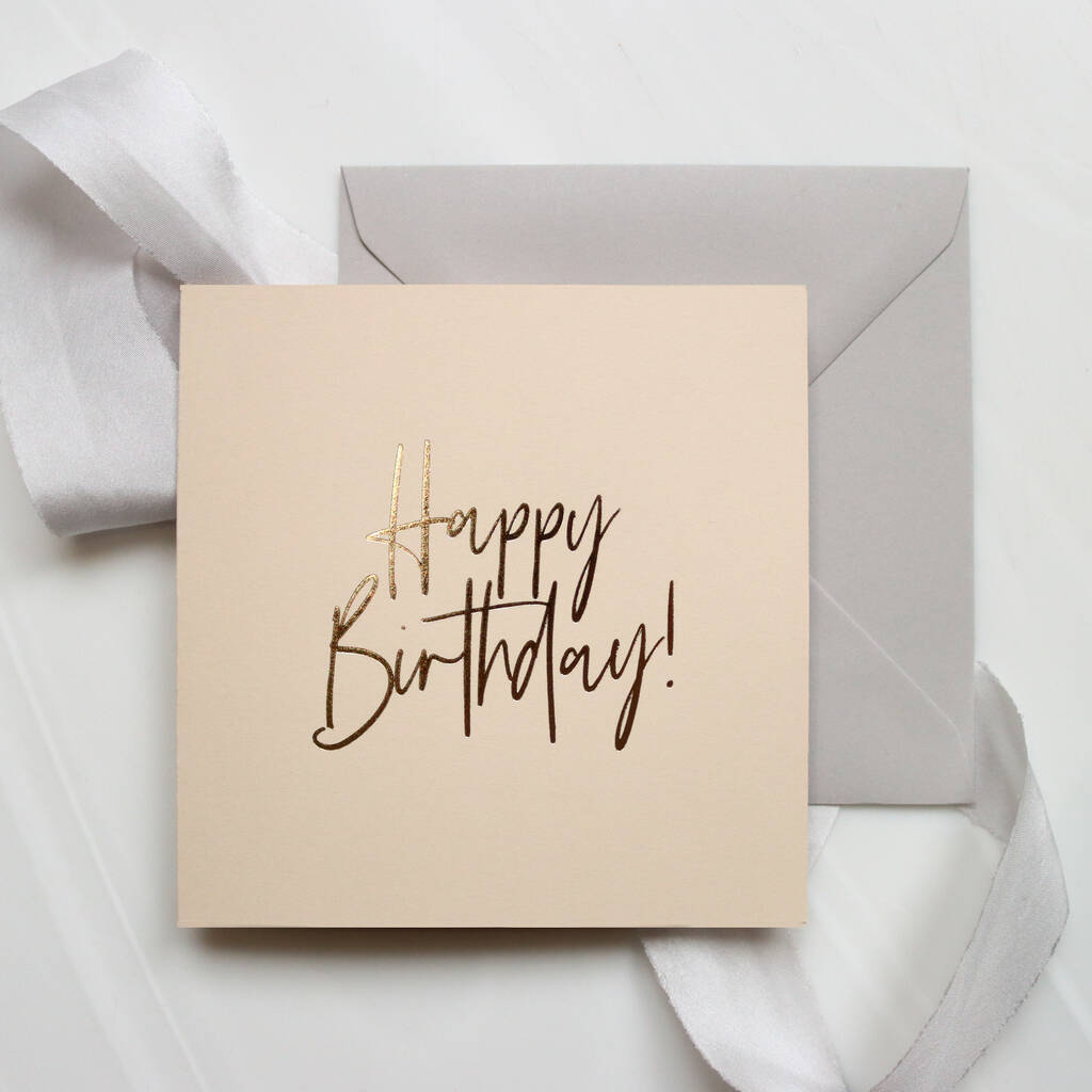 Gold Foil Pressed Calligraphy Happy Birthday Card By My Golden Finds