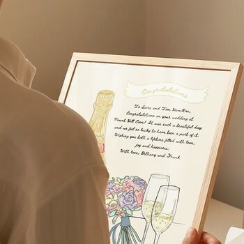 Personalised Champagne Wedding Mr And Mrs Print In A4 Or A3 Print, 5 of 9