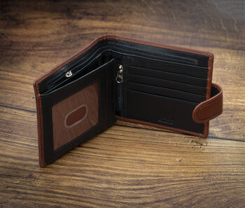 Personalised Wallet Brown And Black Leather Men's Wallet Rfid Safe, 8 of 12