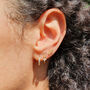 Small Diamond Huggie Minimalist Hoop Earrings, thumbnail 2 of 6