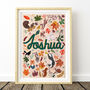 Personalised Woodland Name Print | Storybook Forest Animal Nursery Decor | Baby Keepsake Gift, thumbnail 5 of 10