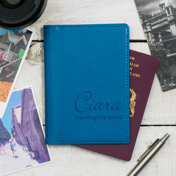Personalised Passport Cover Holder With Script Name, 10 of 12