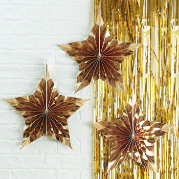 Gold Foiled Star Shaped Fan Decorations, 2 of 3