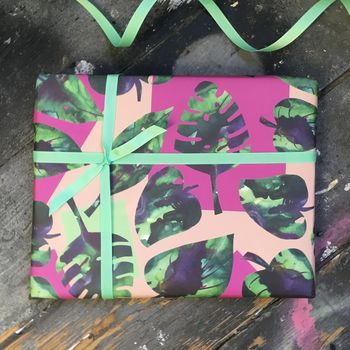 Tropical Monstera Leaf Gift Wrapping Paper Set, 2 of 3