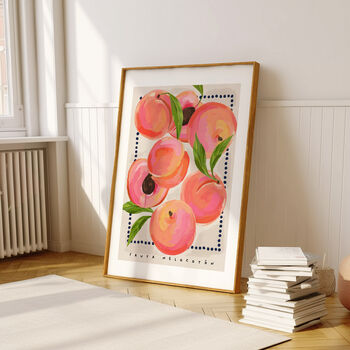 Peach Art Print Fruit Illustration, 4 of 7