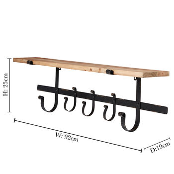 Industrial Style Wall Shelf With Hooks, 2 of 3