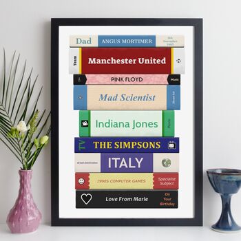 Dad Gift Personalised Row Of Books Print, 3 of 10