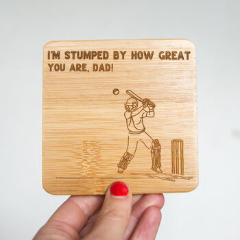 Personalised Engraved Bamboo Cricket Coaster, 4 of 4