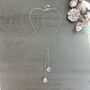 Long Silver Plated Double Chain Crystal Drop Necklace, thumbnail 3 of 12