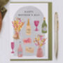 Mother's Day Card For Mum With Flowers And Wine Design, thumbnail 1 of 3