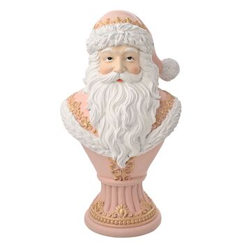 Regal Tidings Large Pink Blush Santa Bust Christmas Decoration, 2 of 5
