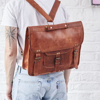 Convertible Leather Backpack Satchel, 5 of 7