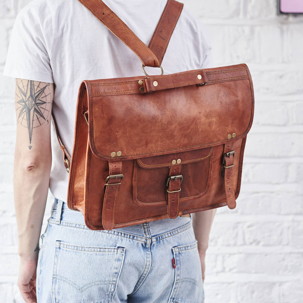 Convertible Leather Backpack Satchel By Vida Vida | notonthehighstreet.com