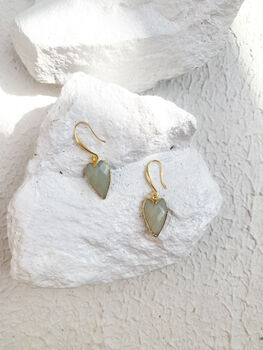 Amazonite Heart Gemstone Earrings Real 18k Gold Plated Gift, 7 of 7
