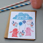 12 Personalised Bunnies With Balloons Thank You Cards, thumbnail 1 of 4
