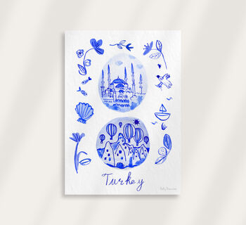 Scenes Of Turkey Blue Tile Inspired Travel Print, 10 of 12