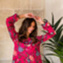Indian Cotton Fuchsia Print Pyjama Set, thumbnail 3 of 5