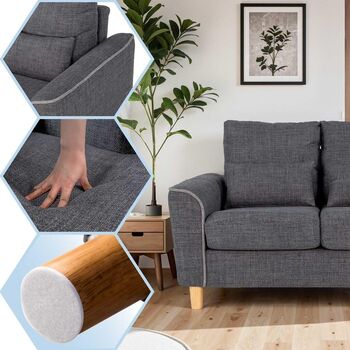Three Seater Sofa Comfortable Fabric Sofa With Cushions, 6 of 12