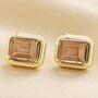 Large Champagne Stone Stud Earrings In Gold Plating, thumbnail 5 of 6