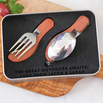 Personalised Adventure Camping Cutlery Tin Set, 3 of 4