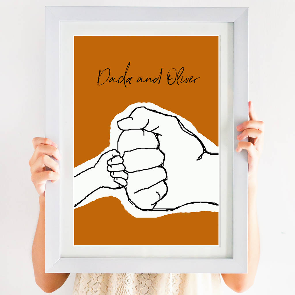 Daddy And Child Fist Bump Line Drawing Print By Giddy Kipper ...