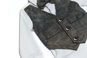 Baby Boys All In One Suit With Waistcoat And Bow Tie, 5 of 6