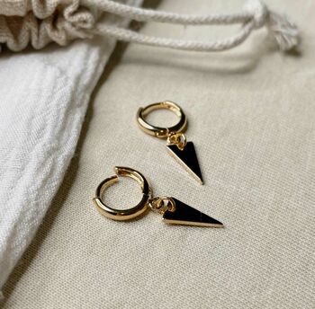 Triangle Charm Huggies, 2 of 3