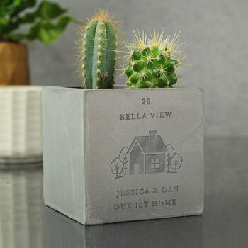 Personalised New Home Concrete Plant Pot, 3 of 8