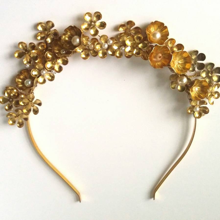 gold crown bridal headpiece by la belle epoque
