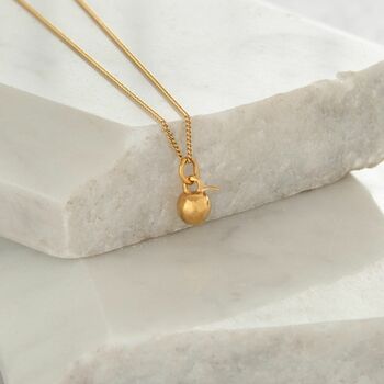 Tiny Apple Charm Necklace Gold Vermeil, 2 of 8