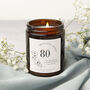 80th Birthday Gift For Her Personalised Candle, thumbnail 1 of 11