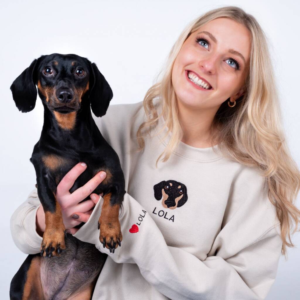 Custom Embroidered Pet Illustration Sweatshirt, 1 of 9