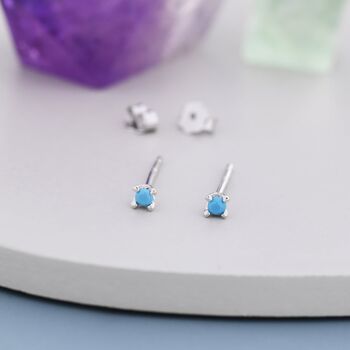 Extra Tiny 2mm Turquoise Stud Earrings, 5 of 11