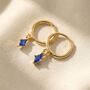 Sapphire September Birthstone Delicate Dangle Hoops, thumbnail 1 of 4