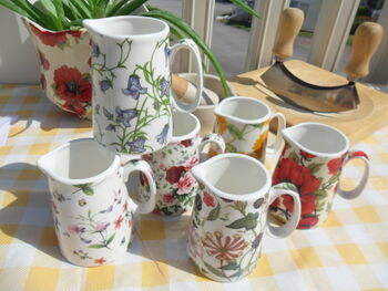 Set Of Six Cream Jugs In Assorted Floral Designs, 8 of 10