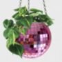 Pink/Silver Disco Ball Hanging Planter, thumbnail 1 of 2