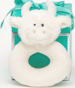 Cream Highland Cow Toy Soother And Rattle Gift Set, 4 of 6