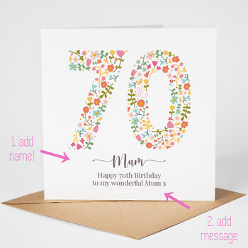 Floral Fun Personalised 70th Birthday Card, 2 of 5