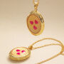 Pink Hearts Gold Plated Oval Locket Necklace, thumbnail 1 of 7