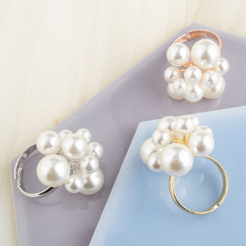 Pearl Cluster Statement Cocktail Ring, 2 of 11