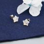 Mother Of Pearl Star Stud Earrings In Sterling Silver, thumbnail 2 of 10
