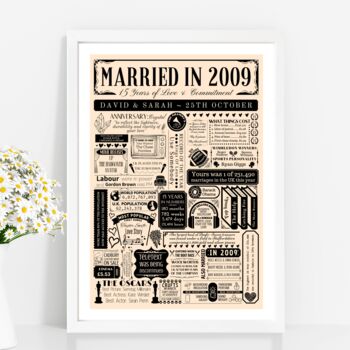 Personalised 15th Crystal Wedding Anniversary Poster, 4 of 9